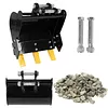 [US Local Warehouse] 400mm Bucket Metal Trenching Digger for Most 0.8-1.8 Ton Small Diggers Mini Excavator Digging Bucket Attachment 0.98in Hole 3.46in Center Wheelbase Mini Excavator Attachment w/ Metal Teeth