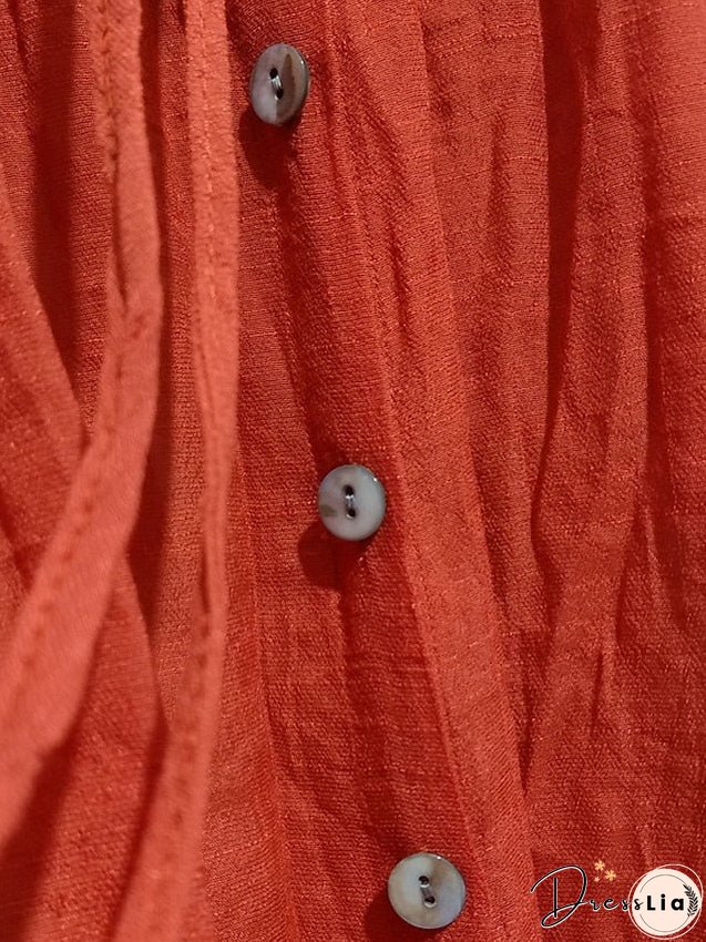 Swing Dress Maxi long Dress Green Orange Rust Red White Black Backless Short Sleeve Solid Color Summer Spring V Neck Boho Beach Loose One-Size for Women