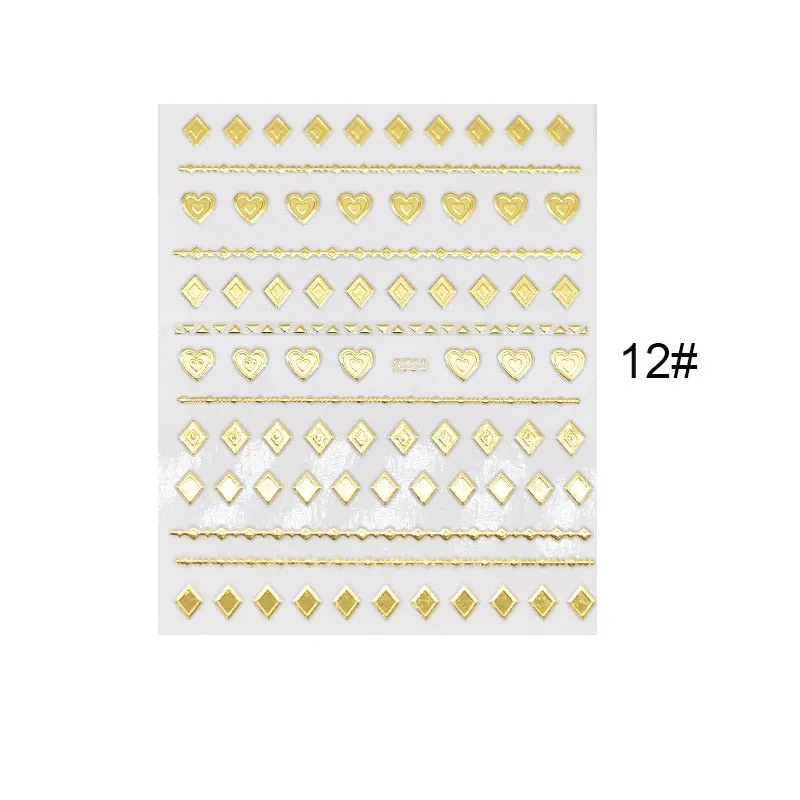 1 Sheet Christmas 5D Nail Stickers Gold And Sliver Snowflakes Transfer Nail Decals Slider Decoration For Manicuries