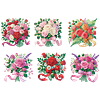 (US Local)6Pcs Acrylic Bouquet Diamond Painting Fridge Stickers for Fridge Whiteboards