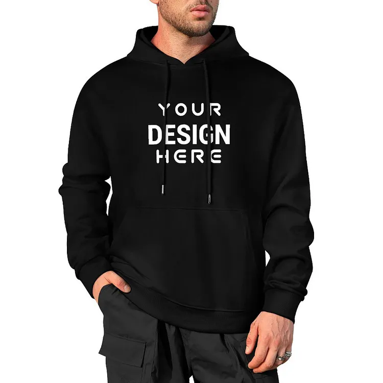 Personalized Custom Men's Pure Cotton Hooded Sweater Front