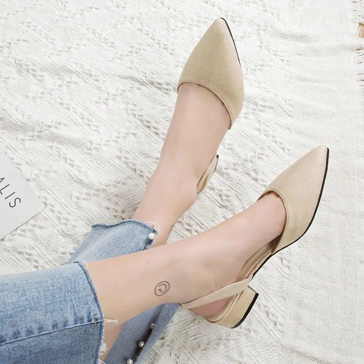 2020 Hot Sandalia Feminina Short heel with low heel High heel Pointed shallow mouth suede sandals Women word buckle Single shoes