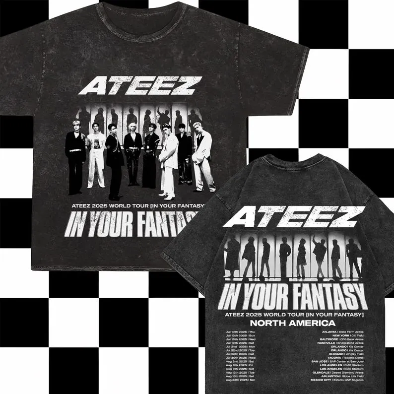 ATEEZ サン 멋 Tシャツ 北米 アメリカツアー　アメツ　限定　トレカ 2025 ATEEZ In Your Fantasy World Tour North America PLAME Ver. T-Shirt