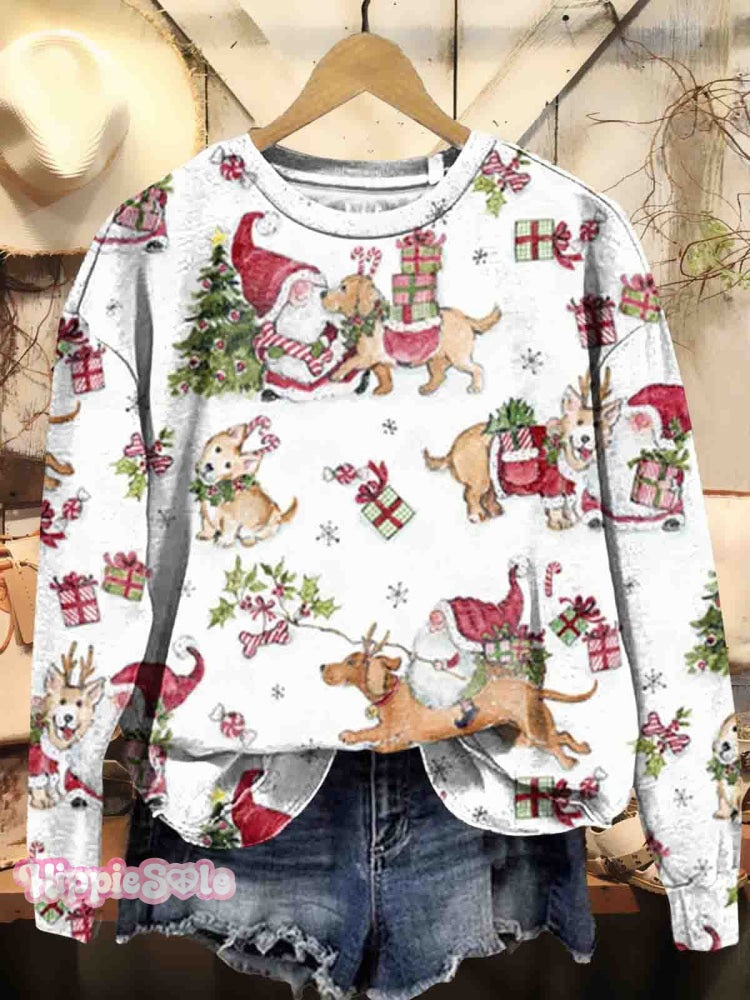 Vintage Christmas Print Sweatshirt Multicolor / S