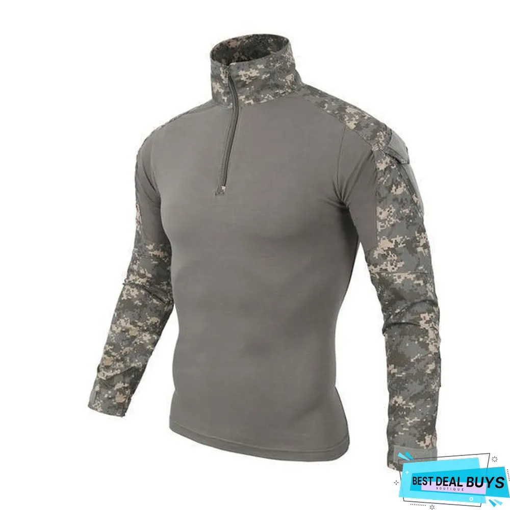 Camouflage Colors Army Combat Uniform Military Shirt Cargo Airsoft Paintball Tactical Cloth with Elbow Pads
