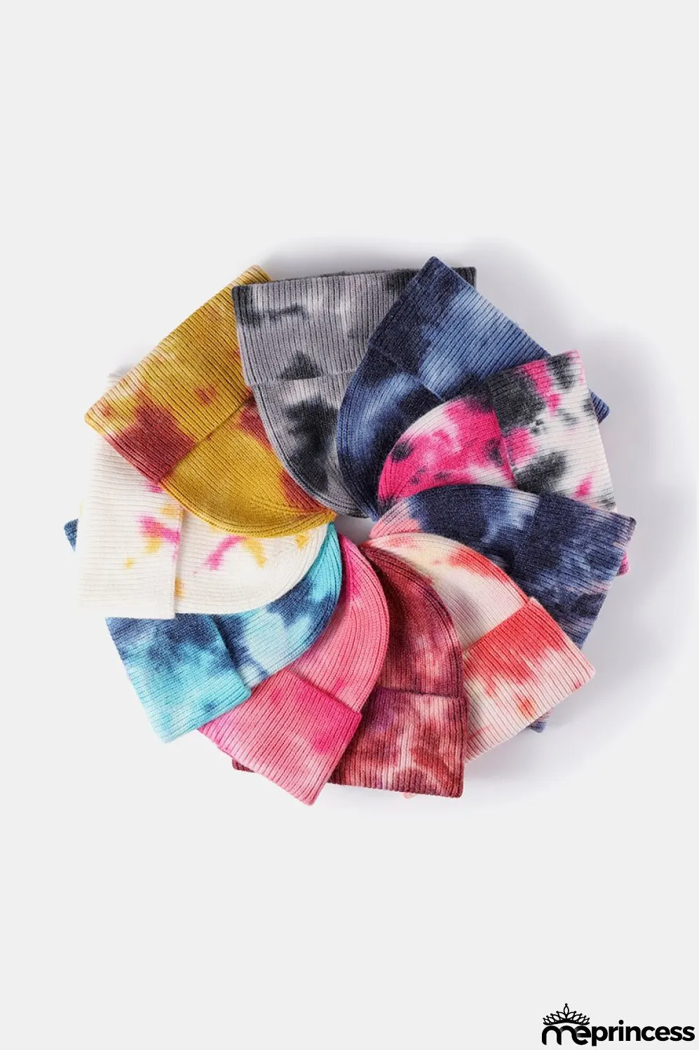 Tie-Dye Cuffed Rib-Knit Beanie Hat
