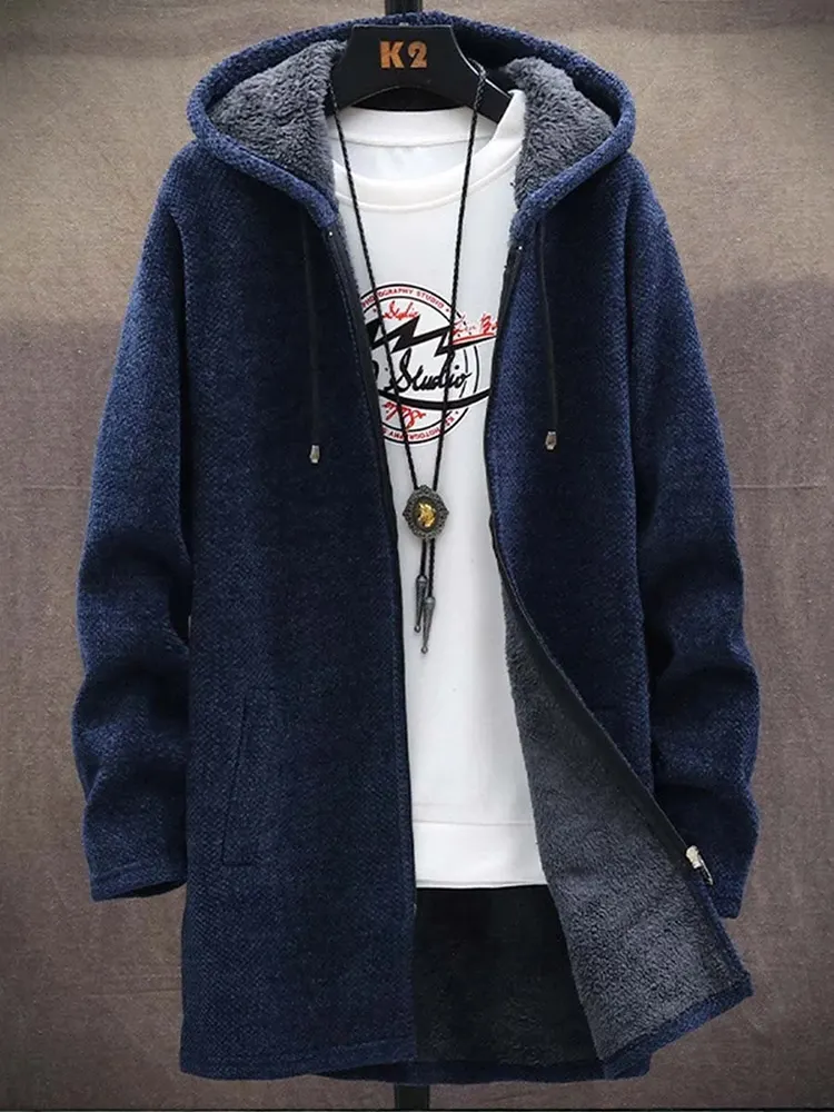 Men'S Plush Thick Knitted Sweater Coat Cardigan