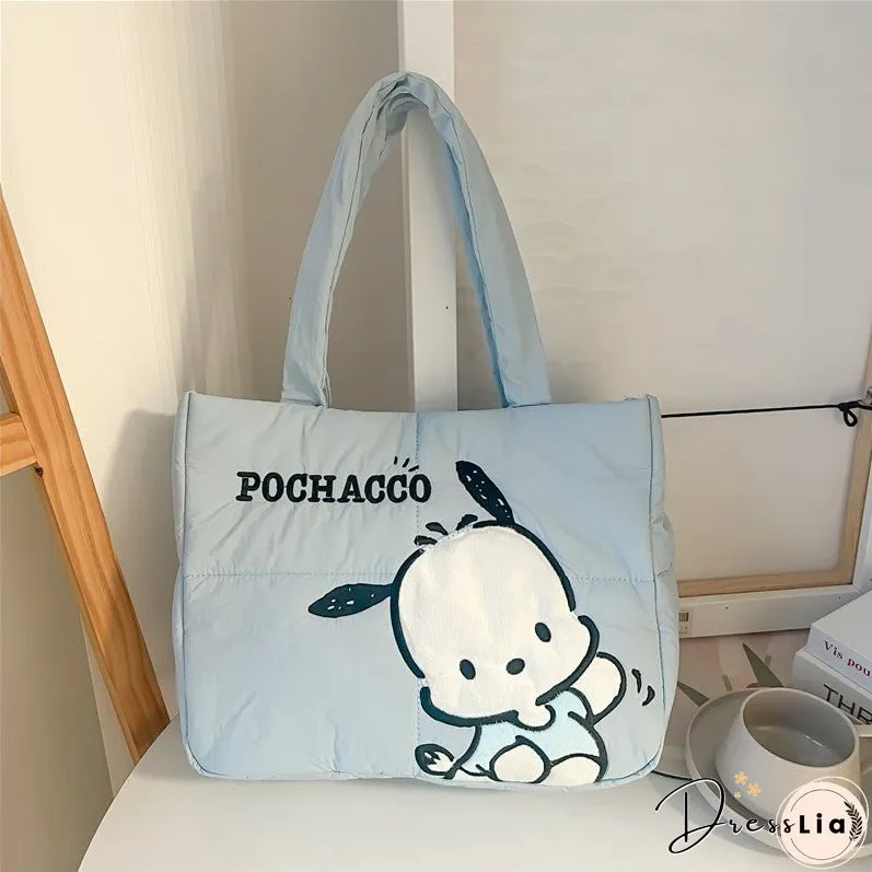New Cartoon Cute down Cloth Handbag Pacha Dog Shoulder Bag Melody Clow M Tote Bag