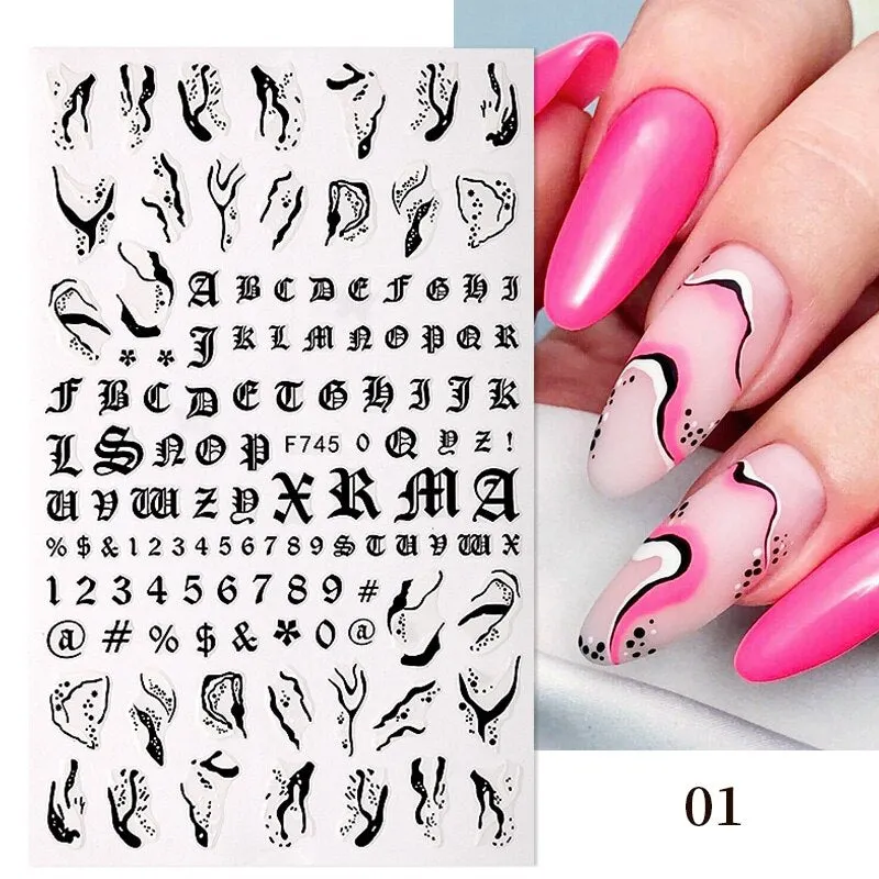 1PC Fall Leaf Flowers Line 3D Nail Sticker Mape Leaves Waves Pattern Decals Slider DIY Nail Art Decoration Wraps For Manicures-Nail Inspo