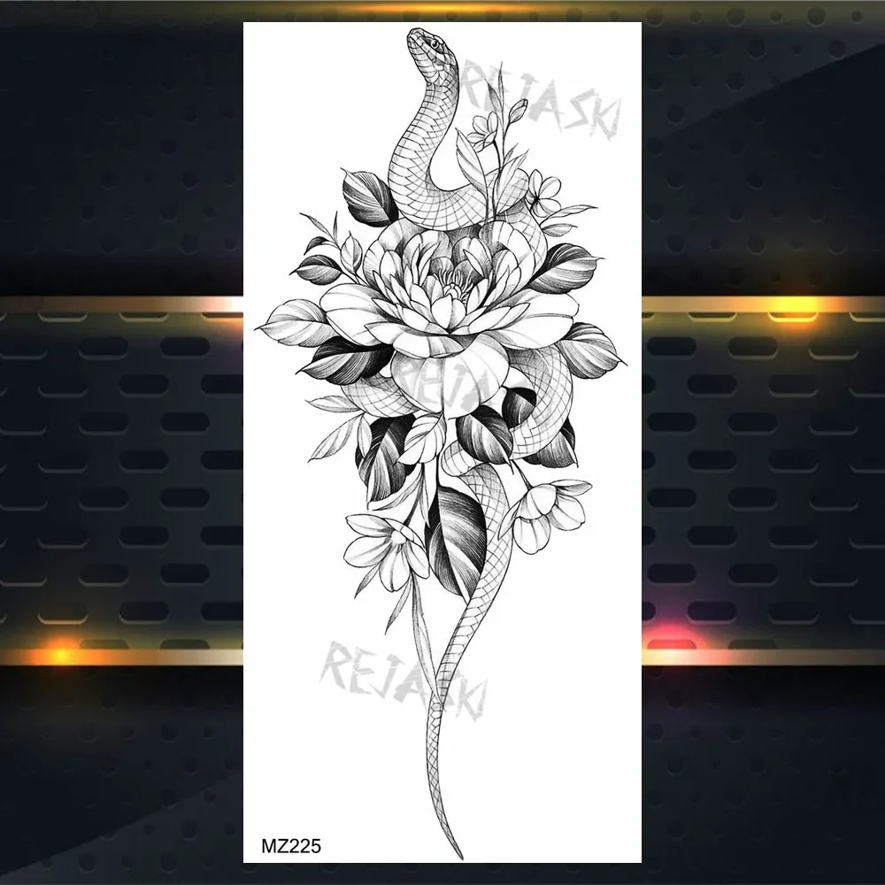 Sdrawing Rose Jewelry Water Transfer Tattoo Stickers Women Body Chest Art Temporary Tattoo Girl Waist Bracelet Flash Tatoos Flower