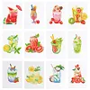 12pcs Drink 5D DIY Square Drill Diamond Painting Kits for Adults Beginners Home Decor Diamonds Paintings Gem Art 5.91x7.09in