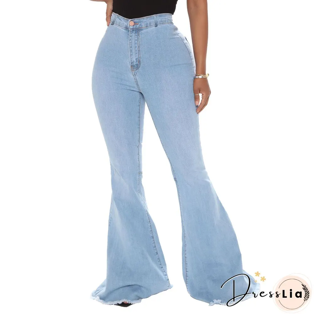High Waist Stretch Plus Size Flare Jeans Pants