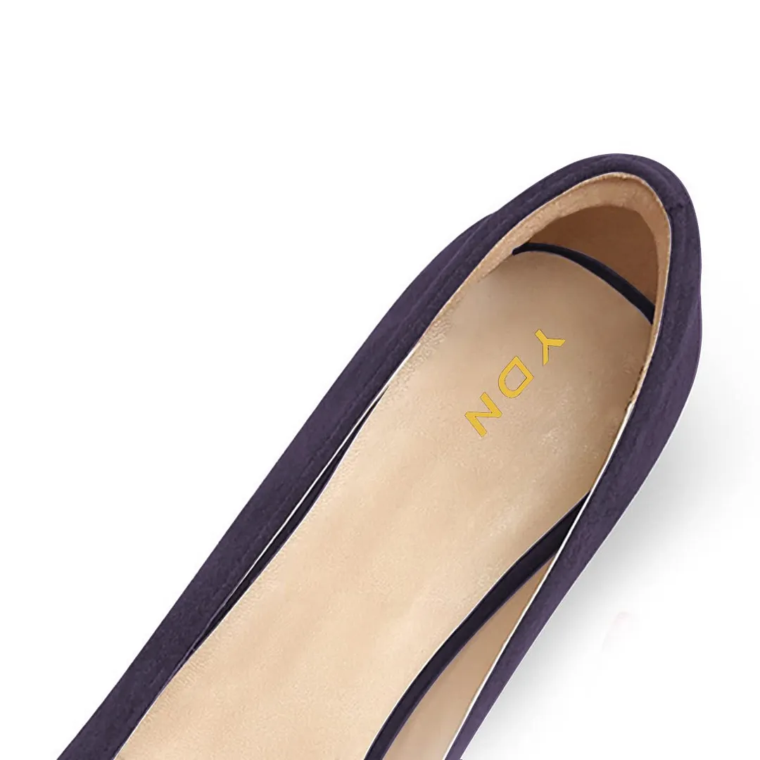 Dark Purple Square Toe Tassel Vegan Suede Loafer Shoes Women