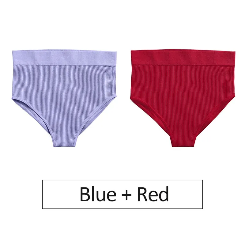 2PCS/Set Women's Panties High Waist Seamless Underwear Female Underpants Woman Sexy Briefs Ladies Panties Intimates Lingerie