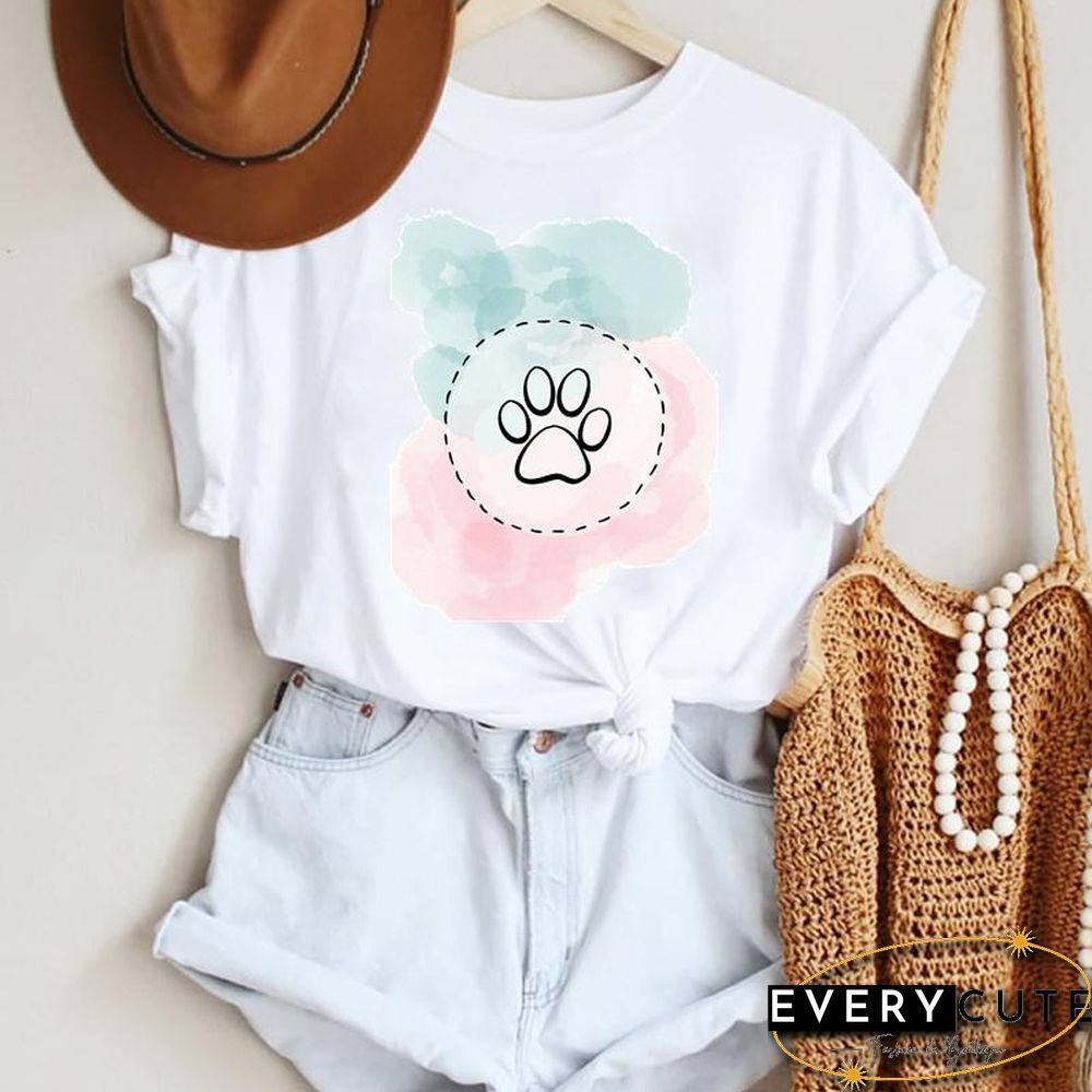Women Cartoon Leopard Star Love Letter Trend 90S Fashion Summer Lady Print Tee Graphic T Top Female Tshirts Clothes T-Shirt