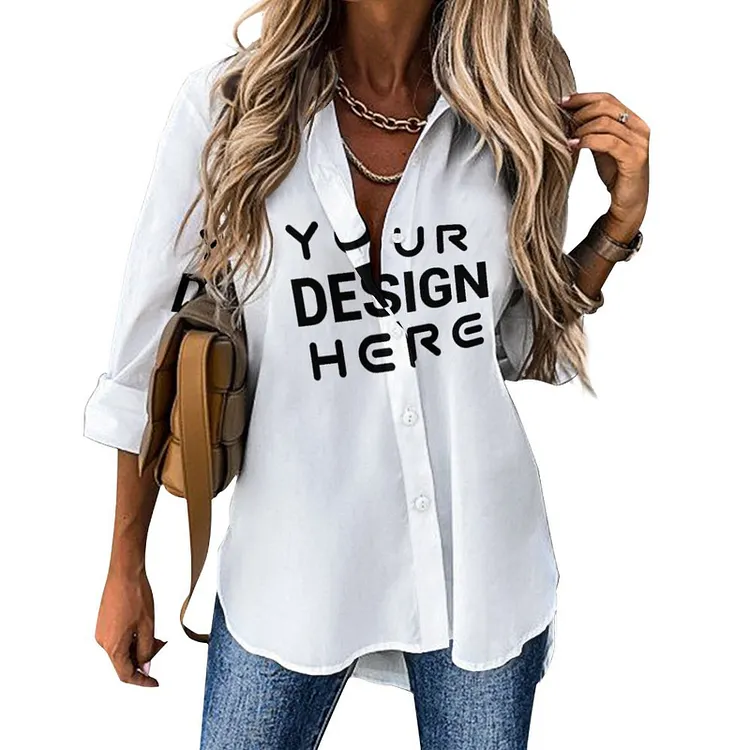 Personalized Design Women's  Irregular Hem Shirt Full Print