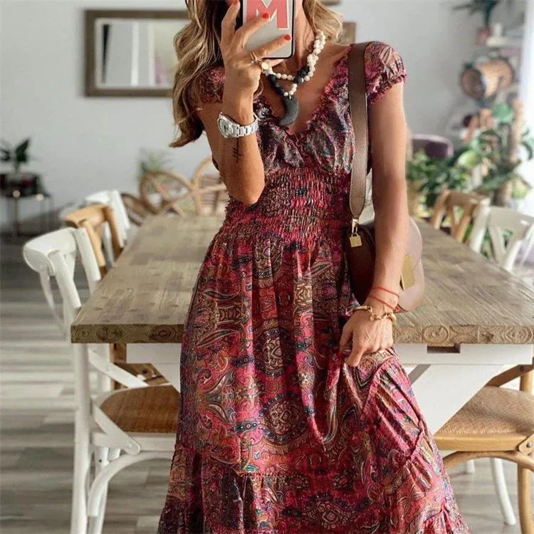 Churchf Churchf 2023 New Dress Waist Floral Print Dress