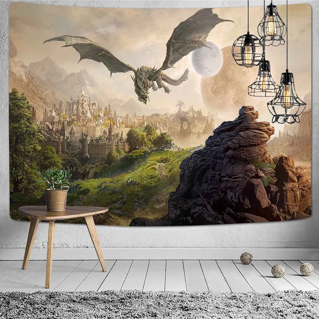 Viking Raven Tapestry Mysterious Viking Meditation Psychedelic Runes Art Wall Hanging Tapestries for Living Room Decor Yoga Mat