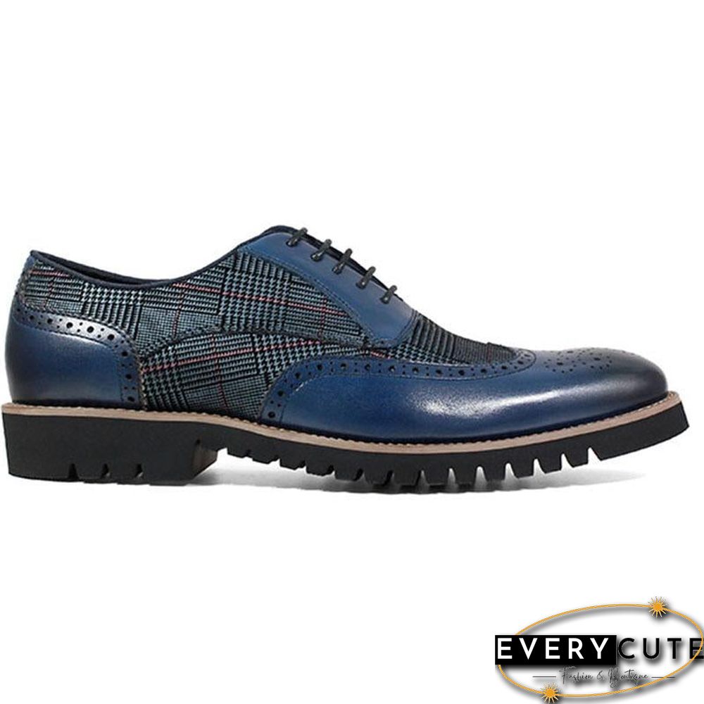 Men's Fashion Lattice Spliced Leather Brogue Shoes