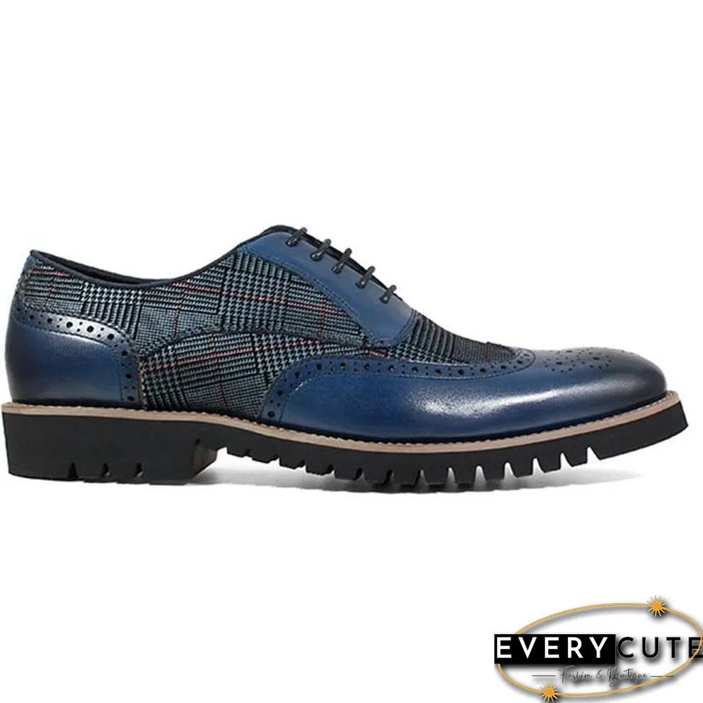 Men's Fashion Lattice Spliced Leather Brogue Shoes