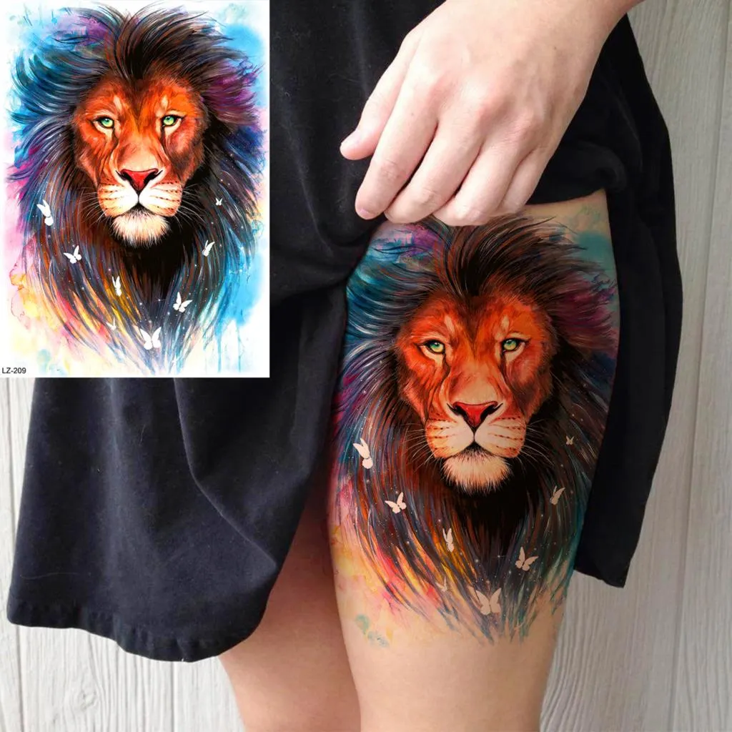 Realistic Knight Tribal Armband Temporary Tattoos For Men Adult Lion Wings Shield Fake Tattoo Body Art Unique Tatoos Large