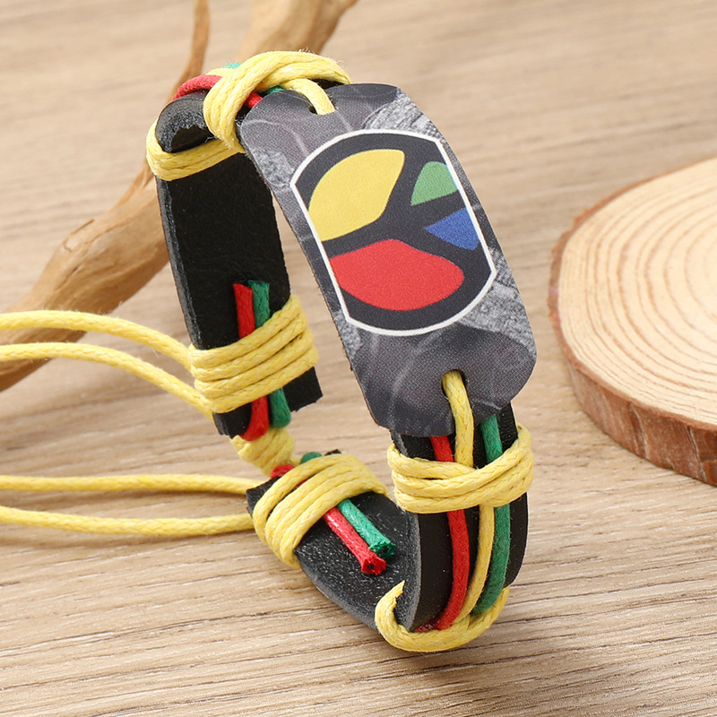 Vintage Hippie Vibe Colorful Peace Braid Bracelet artswardrobe