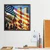 Diamond Painting -DIY Round Drill Twin Towers Under The National Flag(40*40CM)