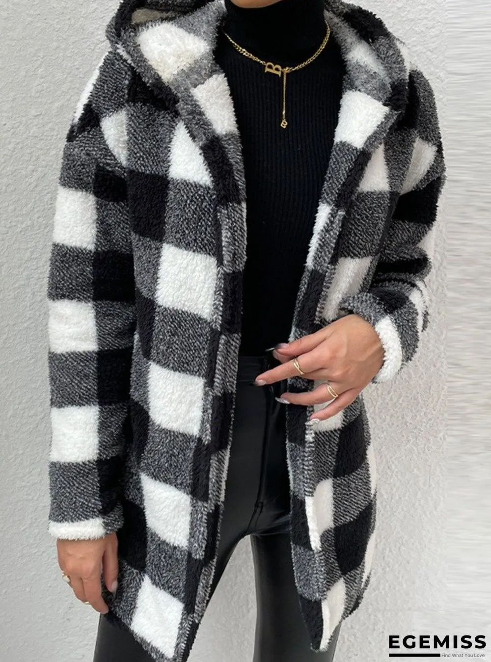 Casual Plaid Long-Sleeved Hooded Coat | EGEMISS
