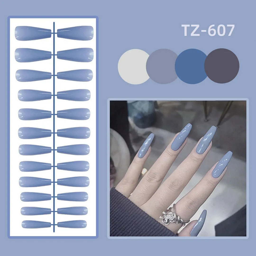 24Pcs Detachable False Nails Gourd Ballerina Coffin Wearable Fake Nails Full Cover Nail Tips Acrylic Manicure Tips Press on Nail