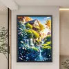 >SALE<Full Embroidery Cotton Thread14CT Print Landscape Flower Hut Cross Stitch50x65cm