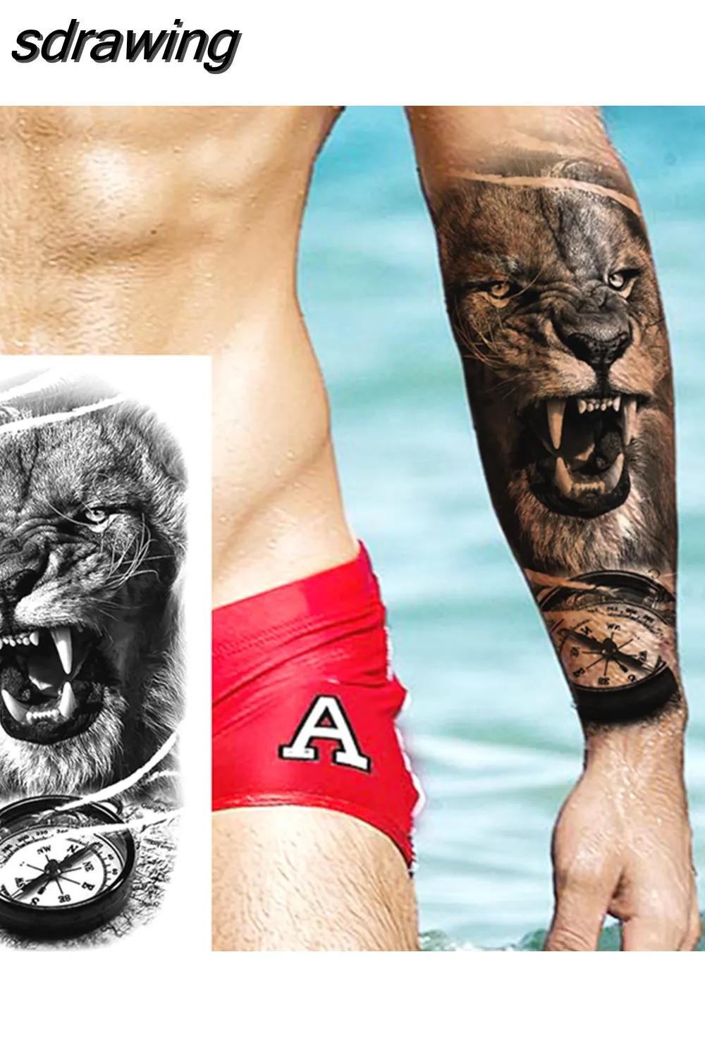 sdrawing Realistic Black Devil Temporary Tattoos For Men Adult Tiger Pirate Skeleton Vampire Fake Tattoo Forearm Scary Tatoo Joker