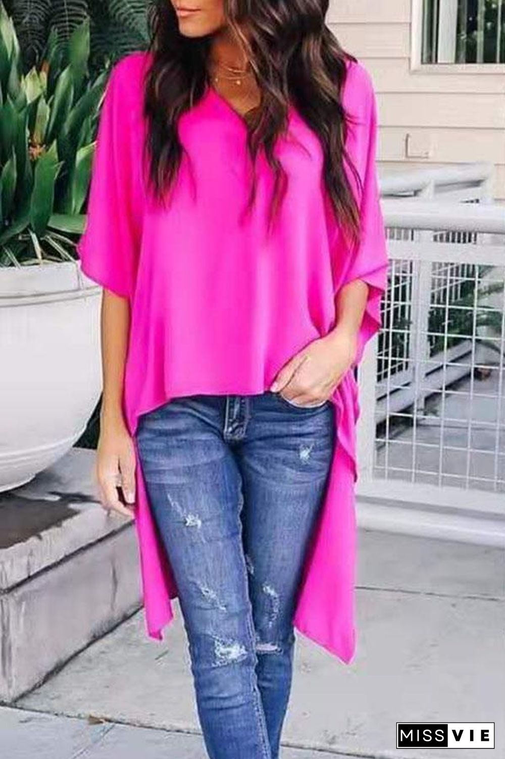 V-neck Loose Raglan Top (5 Colors) P16268
