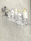 Glacier Pattern Transparent Shower Storage Rack Punch-Free Suction Cup Shelf