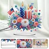 America Flag Acrylic Special Shape Independence Day Flower Candle Diamond Painting Desk Ornament Kit