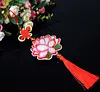 Full Bead Embroidery Keychain Lotus Printed Craft Gifts(10x9cm)