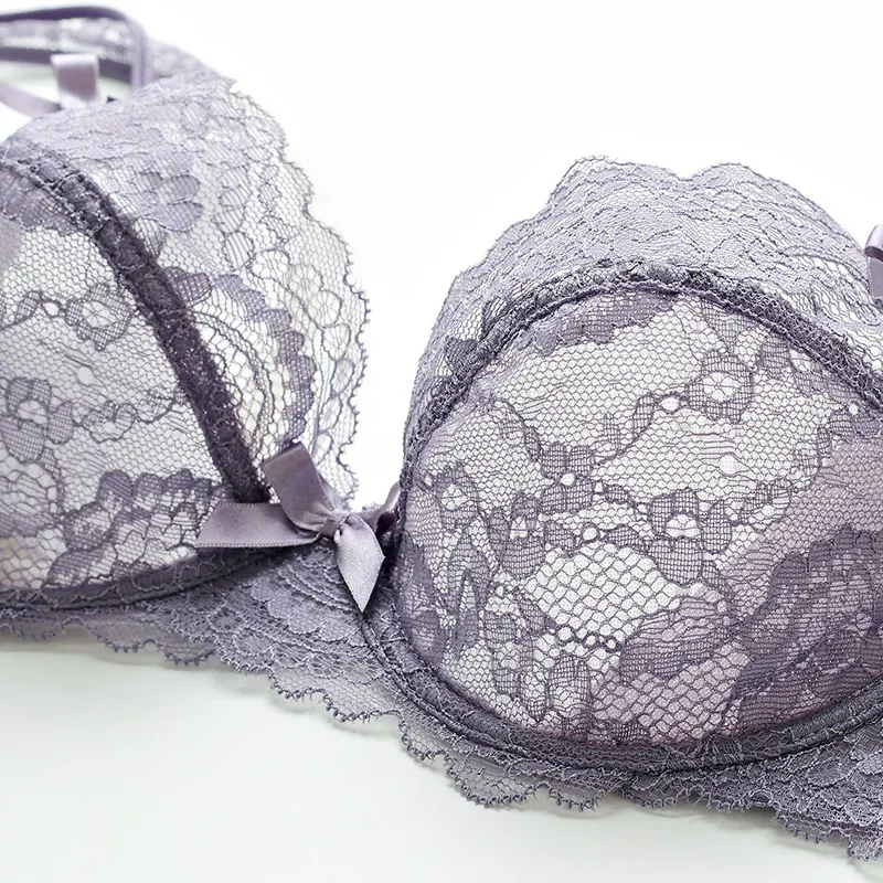 Churchf Ultra-Thin Lace Large Size Girl Bra Set Bow Sexy Breathable Seduction Summer Women's Set Of Underwear