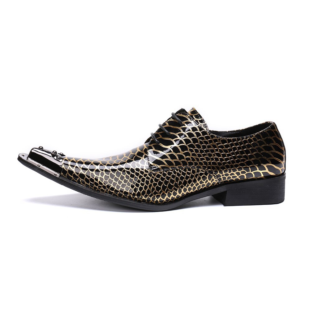 GOOSHOE Patent Leather Shoes Men Buisness Flats Glossy Dress Oxford Shoes For Men