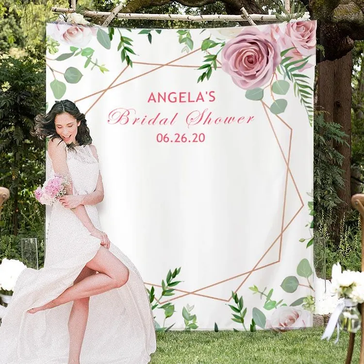 Custom Pink memory Bridal Shower Backdrop