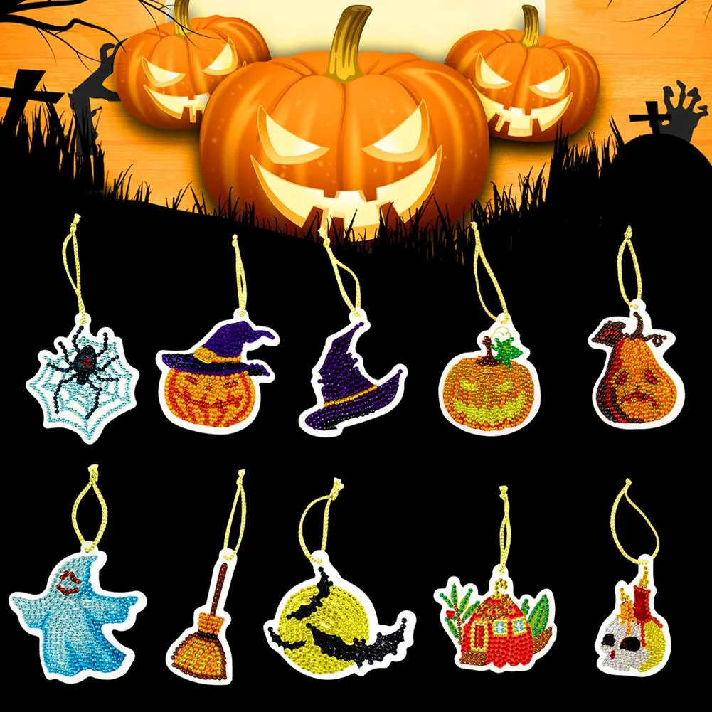 10pcs Halloween DIY Diamond Painting Pendant(Single Side)
