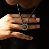 Sterling Silver Pixiu Men's Necklace For Blessing, Personality, High-end, Niche Gift, Luck Transfer Double Ring Pendant