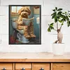 (Stamped/Counted) Dog Sitting Toilet-11CT Cross Stitch 40*50cm