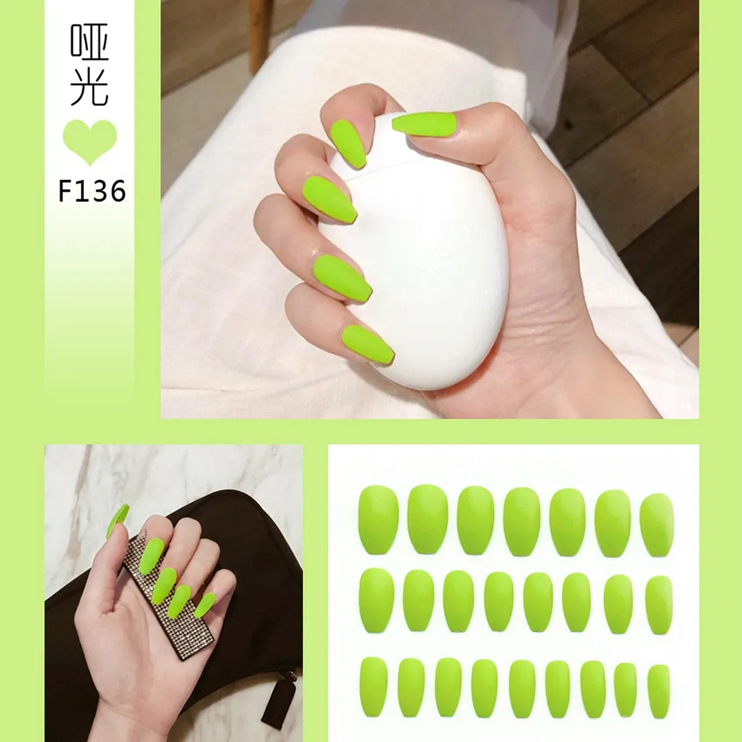 Nail Art Fake Nails Stiletto Tips Clear Press on Long False with Glue Coffin Stick Display Full Cover Artificial Designs Matte