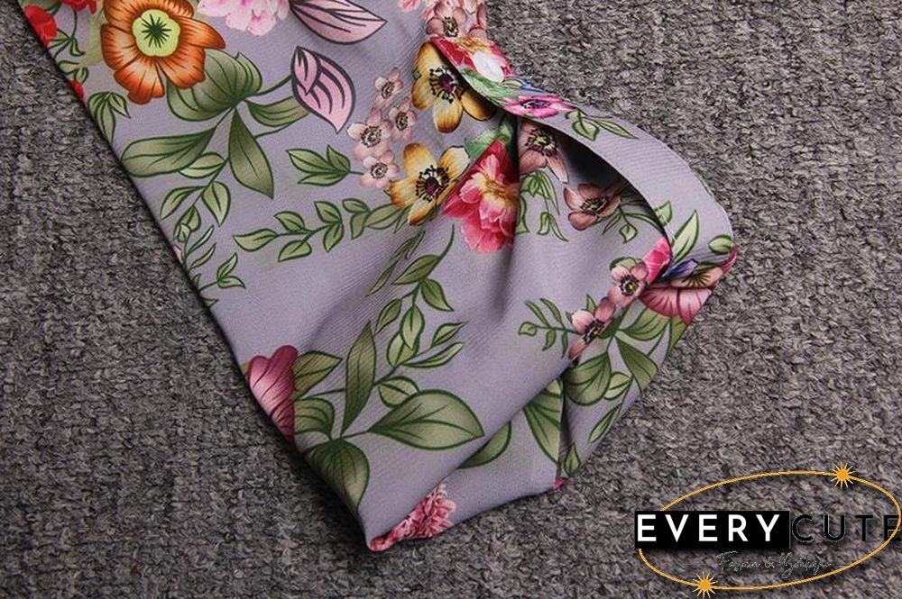 Women Plus Size Flower Print V Neck Blouse Loose Chiffon Shirt Blouse