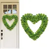 Heart Shaped Wreath Simulation Artificial Green Leaves Wreath for Front Door