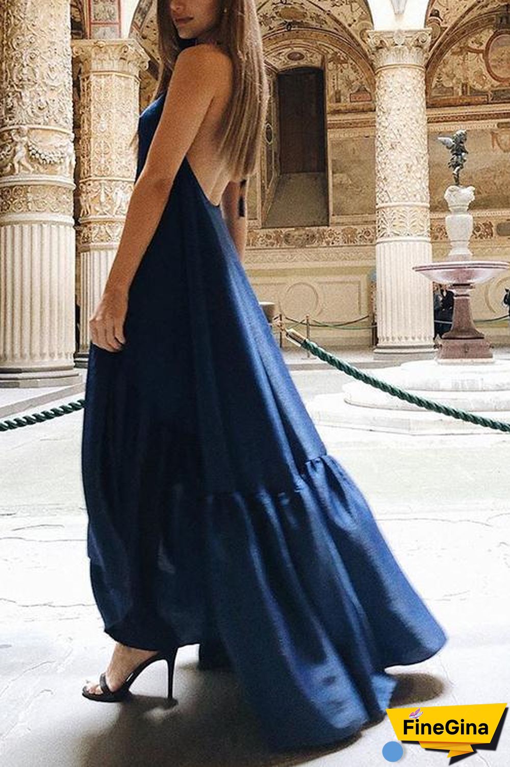 Ruffles Hem Slip Maxi Dress