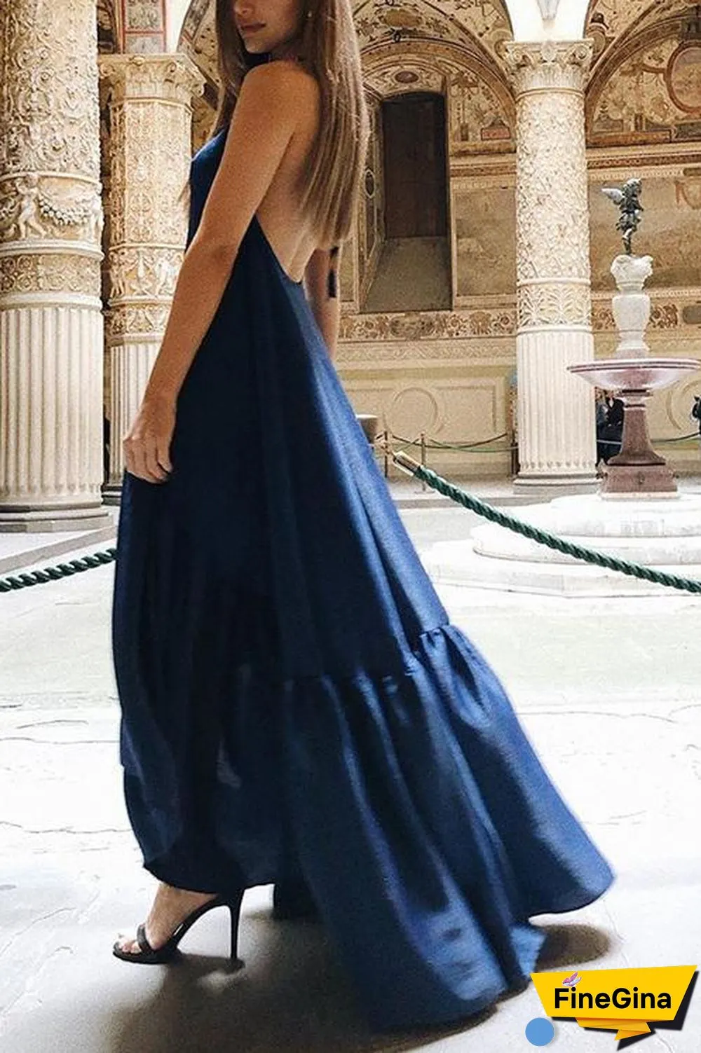 Ruffles Hem Slip Maxi Dress