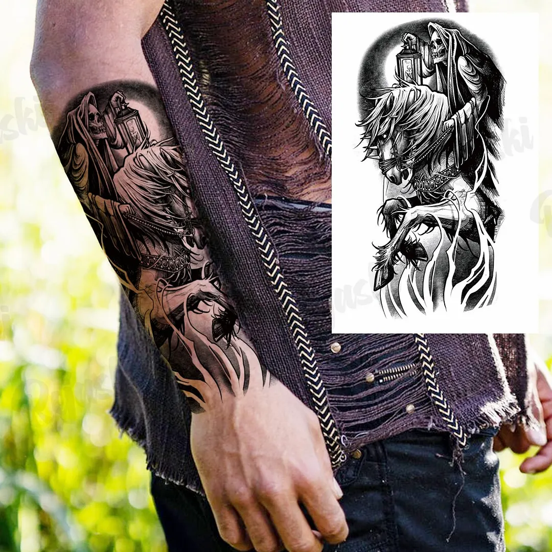 Sdrawing Thorns Temporary Tattoos For Adults Men Realistic Totem Maori Lion Compass Flower Tiger Fake Tattoo StickerArm Tatoos DIY