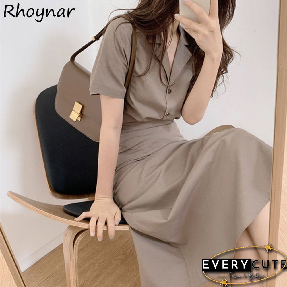Sets Women Shirts And Skirts Solid Casual Button Elastic Waist Notched Mature Female Office Slim Retro Tender Ladies Elegant New