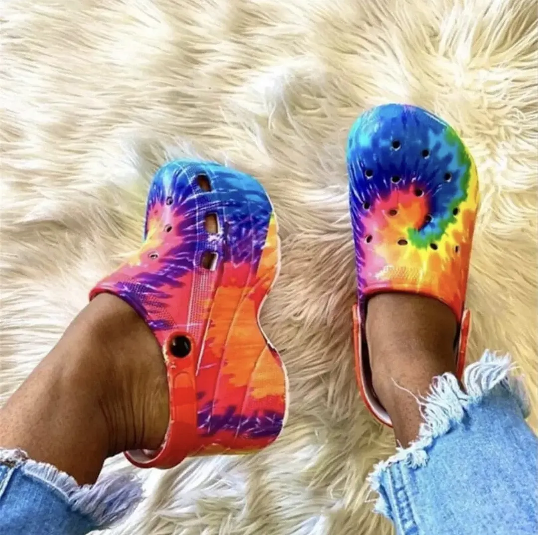 summer New Woman leopard Shoes Hole Slippers High Heel Sandals Fashion Outdoor Beach Shoes Zapatos Mujer womens platform heels