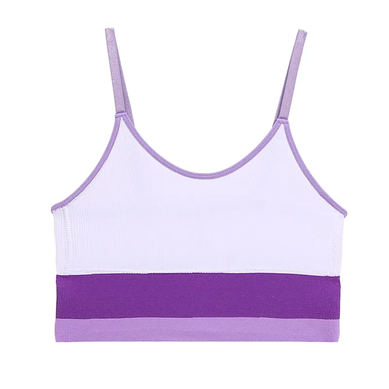FINETOO Fashion Patchwork Tops Soft Wireless Bralette Women Deep V Camisoles Comfortable Tanks M-XL Girls Crop Top Lingerie 2021
